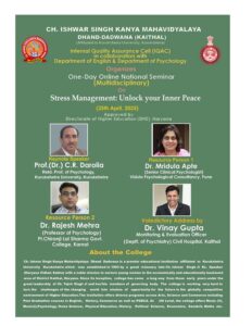 Online National Seminar on Stress Management: ‘Unlock your Inner Peace’ held on April 25,2025